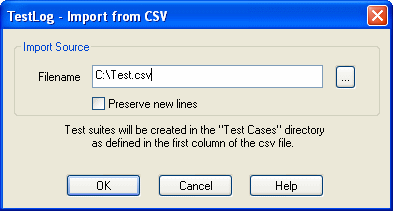  Import test cases dialog